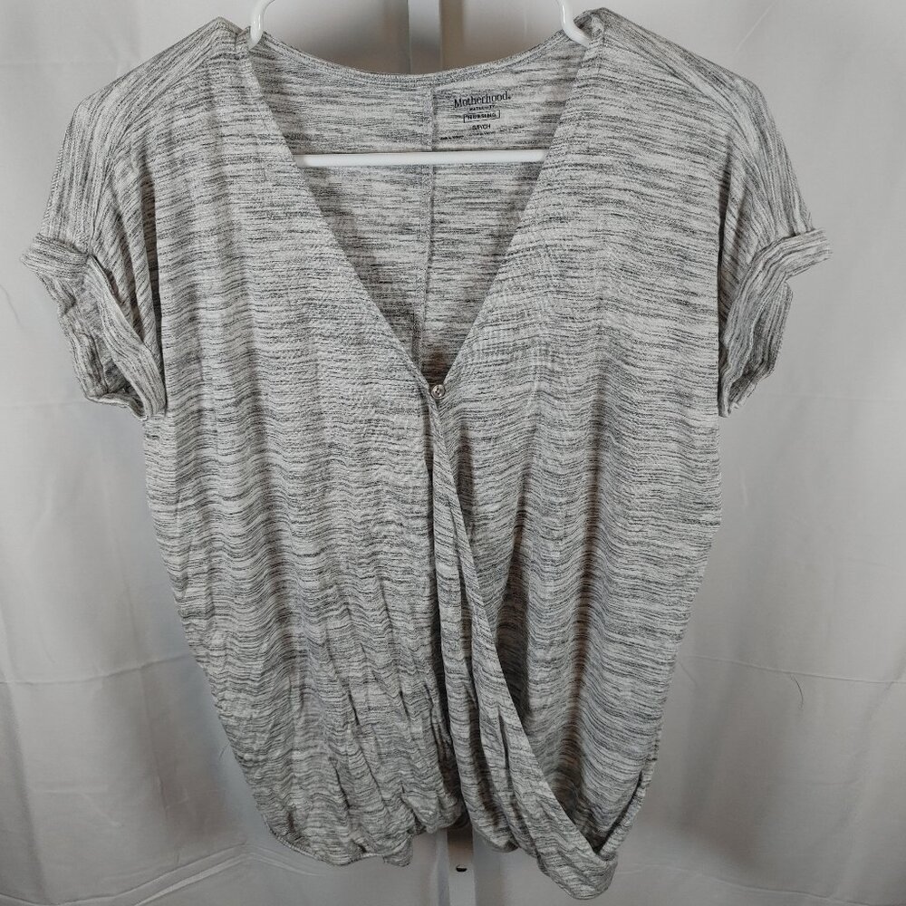 Motherhood Maternity Size S Light Grey T Shirt Side Ruche Tie Tee